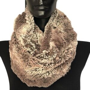 LOFT Faux Fur Infinity Scarf in Brown and Tan